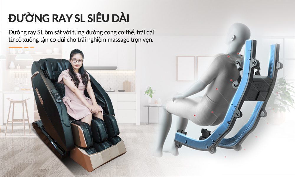 Đường ray SL tối ưu trải nghiệm massage của cơ thể