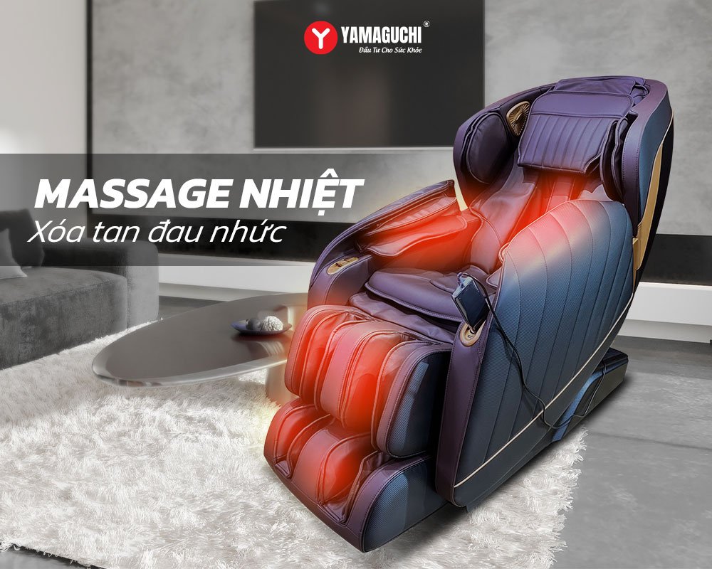 Massage nhiệt hồng ngoại của ghế massage yamaguchi ya-266 tím xanh được bố trí tại vùng lưng