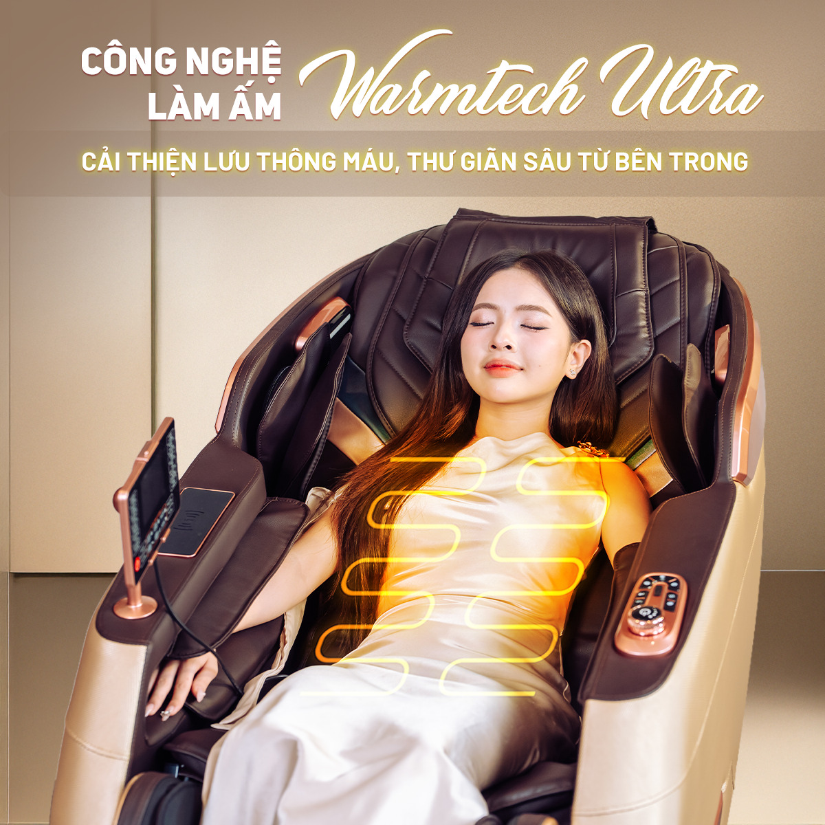 ghế masage yamaguchi teki sở hữu C&ocirc;ng nghệ l&agrave;m ấm Warmtech Ultra hỗ trợ lưu th&ocirc;ng kh&iacute; huyết v&agrave; xua tan h&agrave;n kh&iacute; trong cơ thể cực kỳ hiệu quả