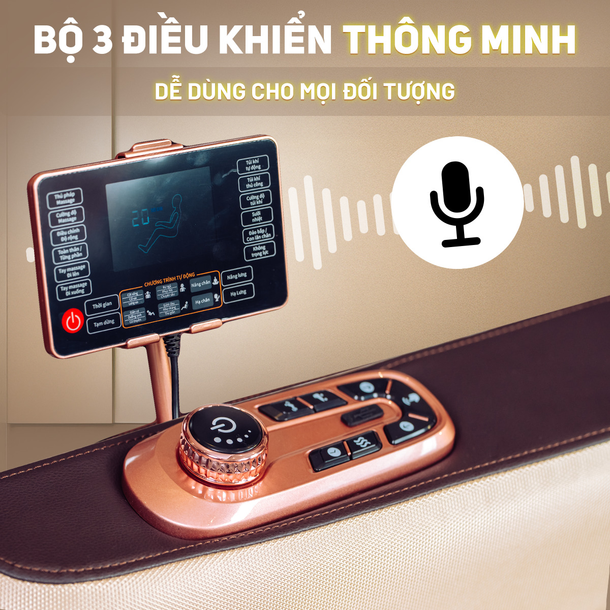 ghế massage yamaguchi teki c&oacute; Bộ 3 điều khiển th&ocirc;ng minh, dễ sử dụng cho mọi th&agrave;nh vi&ecirc;n trong gia đ&igrave;nh