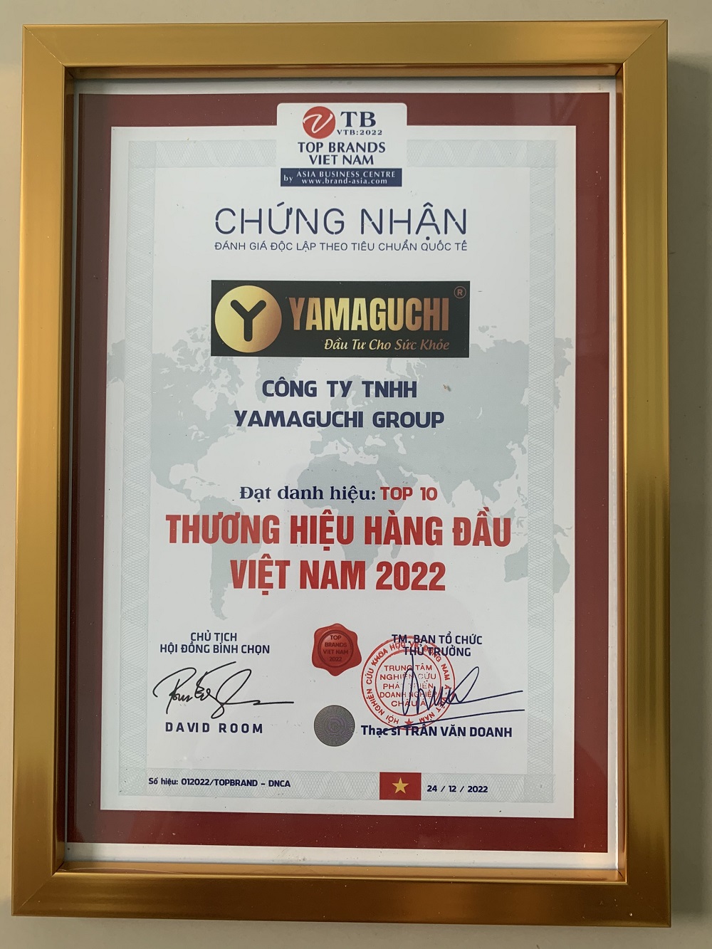 Yamaguchi nhận giải thưởng Top 10 Thương hiệu hàng đầu Việt Nam 2022