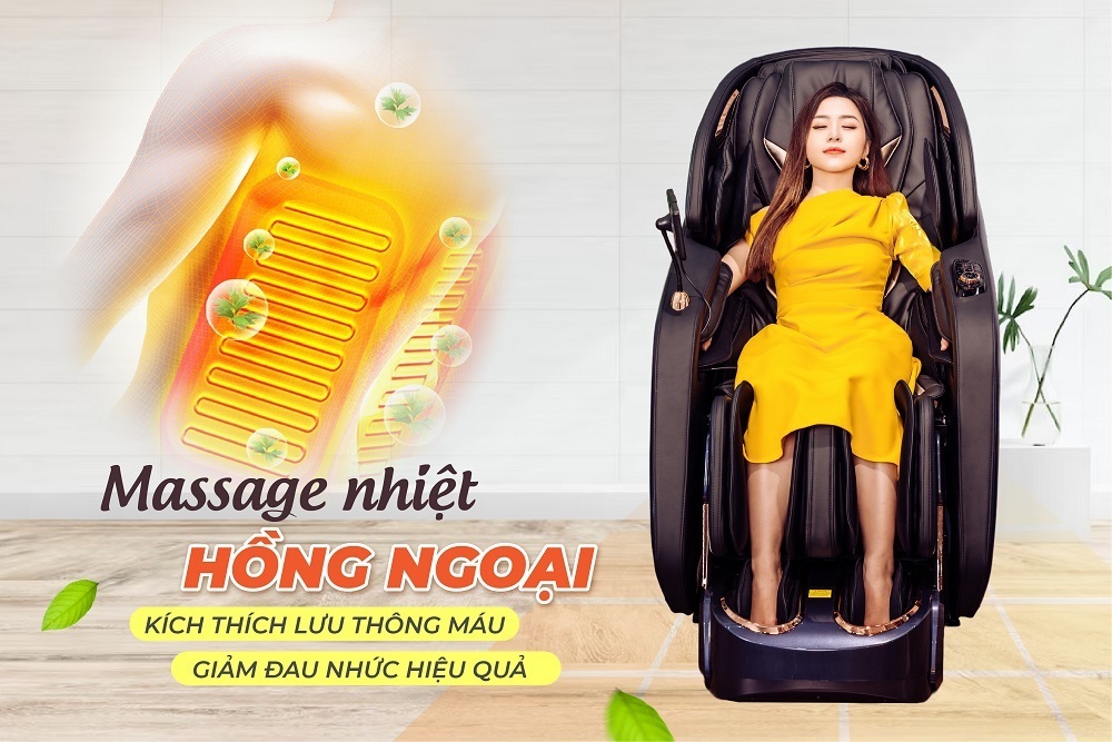 Massage nhiệt hồng ngoại trên ghế massage